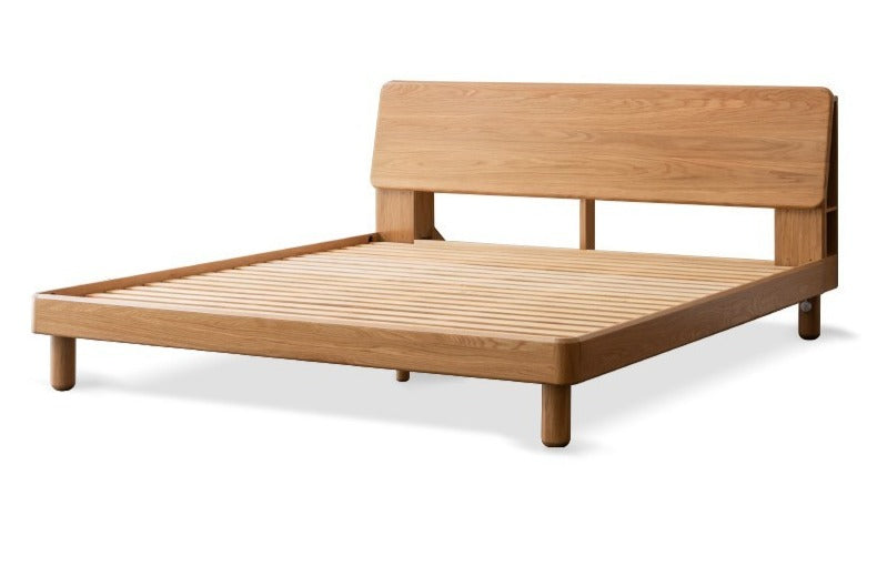 Oak Solid Wood Soft Light With Bookshelf Bed