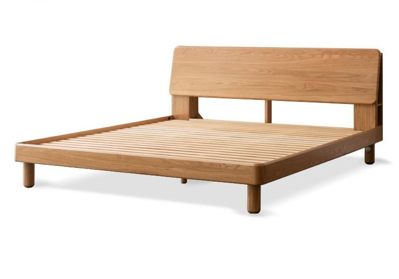 Oak Solid Wood Soft Light With Bookshelf Bed