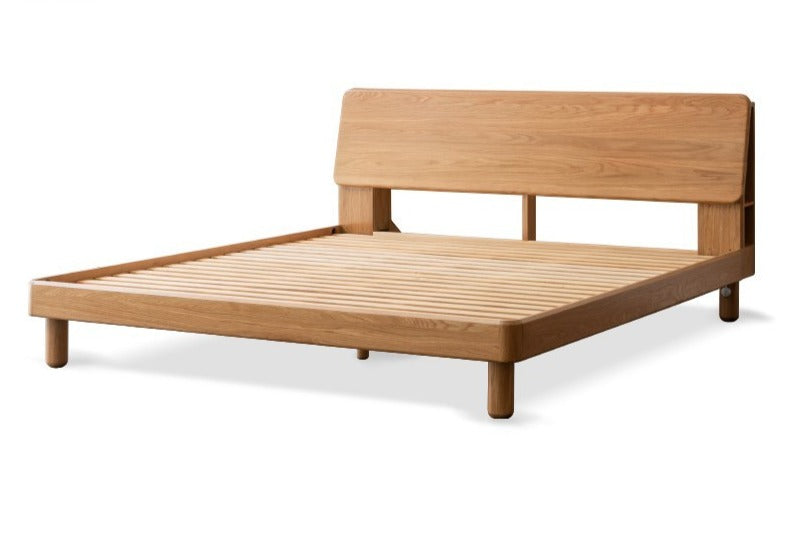 Oak Solid Wood Soft Light With Bookshelf Bed