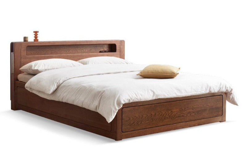 Oak Solid Wood Luminous Box Bed