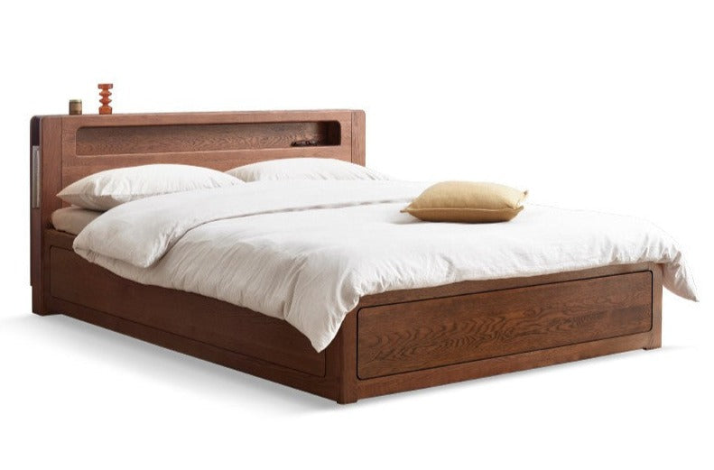 Oak Solid Wood Luminous Box Bed