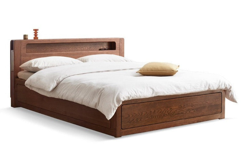Oak Solid Wood Luminous Box Bed