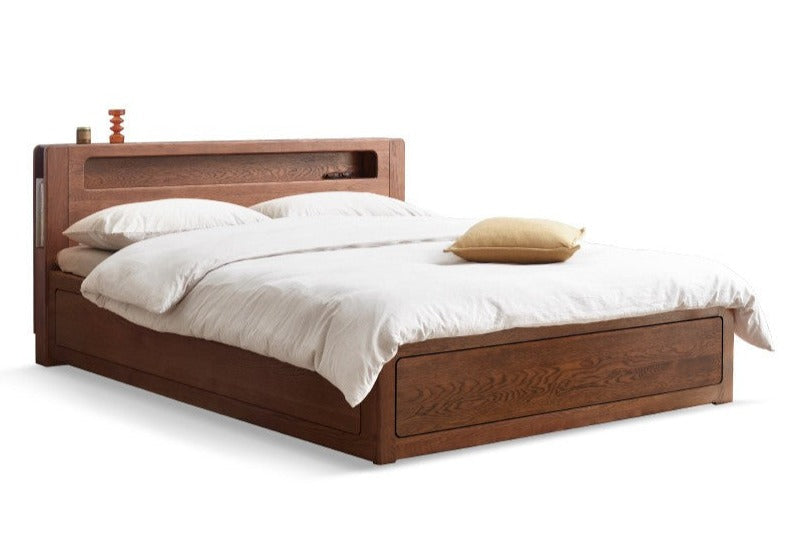 Oak Solid Wood Luminous Box Bed