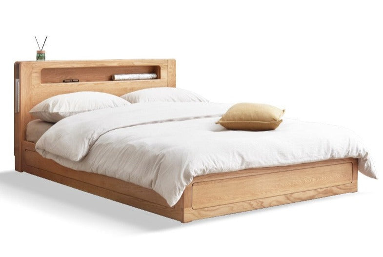 Oak Solid Wood Luminous Box Bed