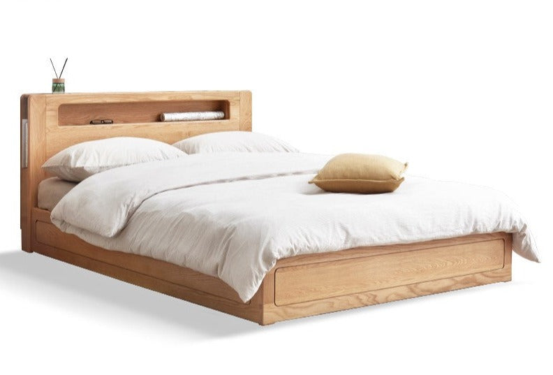 Oak Solid Wood Luminous Box Bed