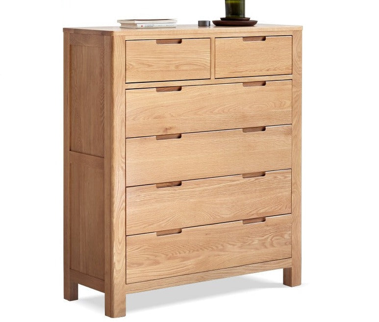Oak Solid Wood, Solid Rubberwood Seven Drawers Drawer