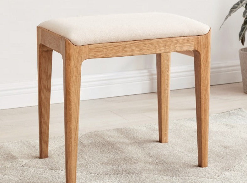 Ash, Oak, Black Walnut Solid Wood, Solid RubberWood Makeup Stool