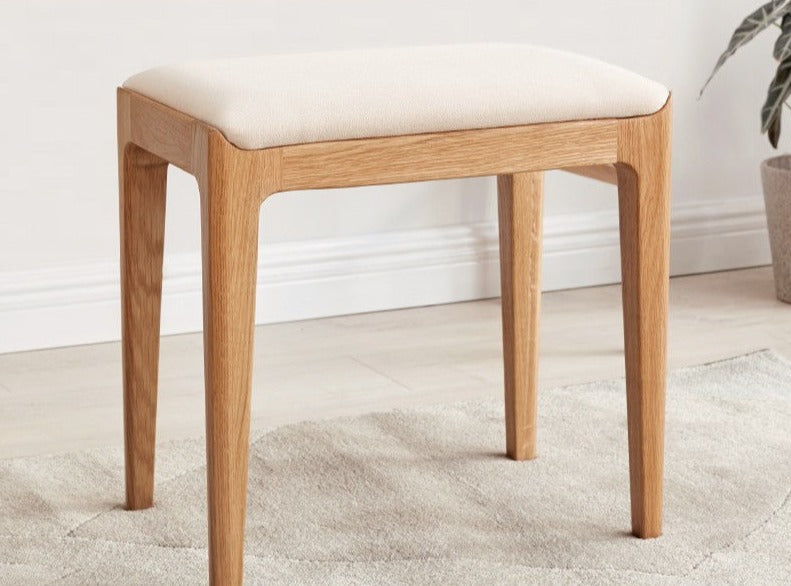 Ash, Oak, Black Walnut Solid Wood, Solid RubberWood Makeup Stool