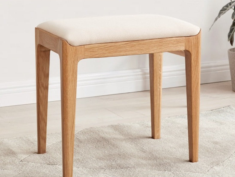 Ash, Oak, Black Walnut Solid Wood, Solid RubberWood Makeup Stool