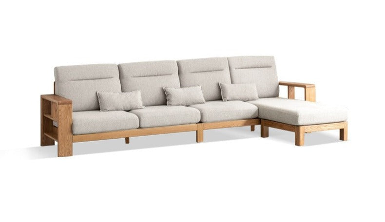 Oak Solid Wood Sectional Sofa-two colors available