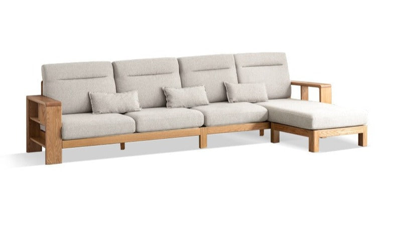 Oak Solid Wood Sectional Sofa-two colors available