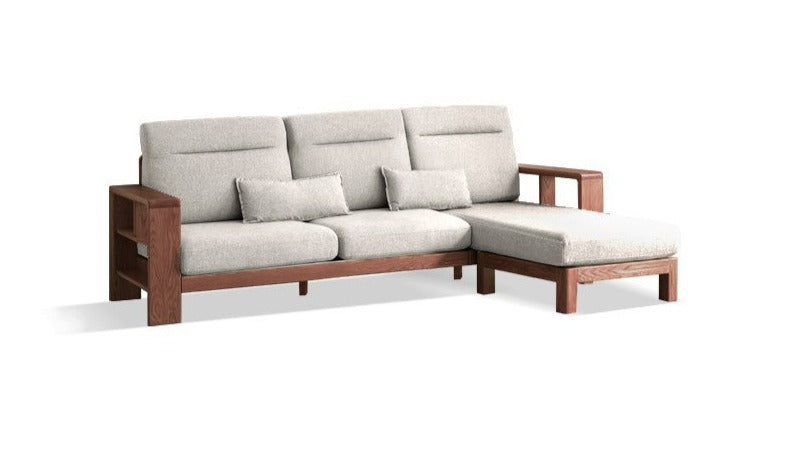 Oak Solid Wood Sectional Sofa-two colors available