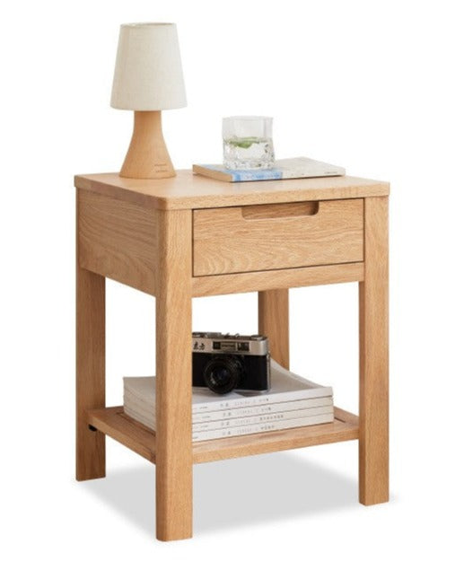 Oak, Beech Solid Wood, Solid RubberWood Nightstand.