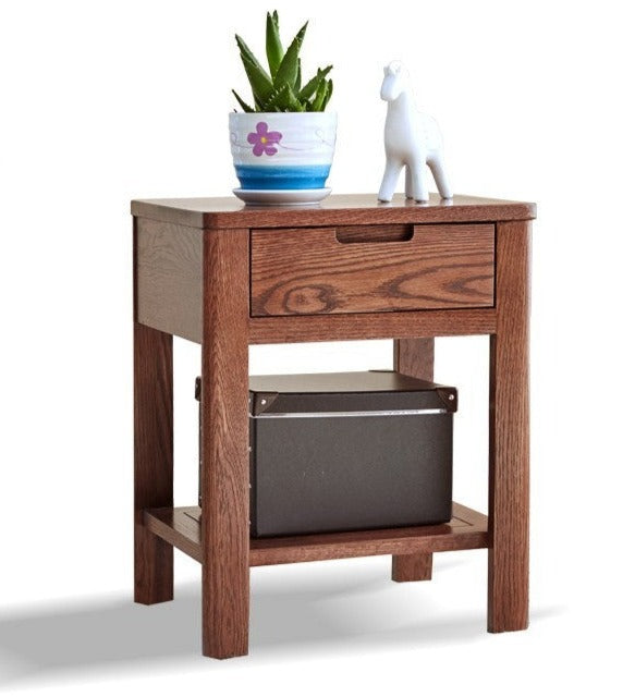 Oak, Beech Solid Wood, Solid RubberWood Nightstand.