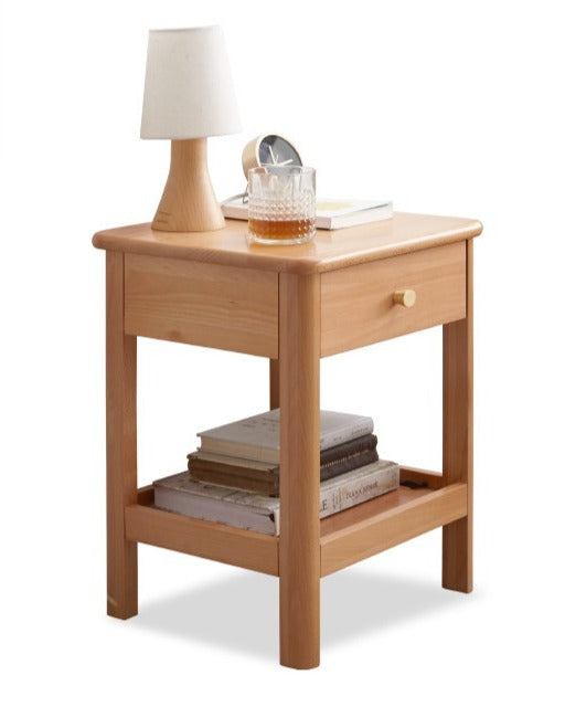 Oak, Beech Solid Wood, Solid RubberWood Nightstand.