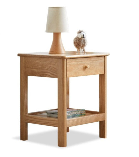 Oak, Beech Solid Wood, Solid RubberWood Nightstand.