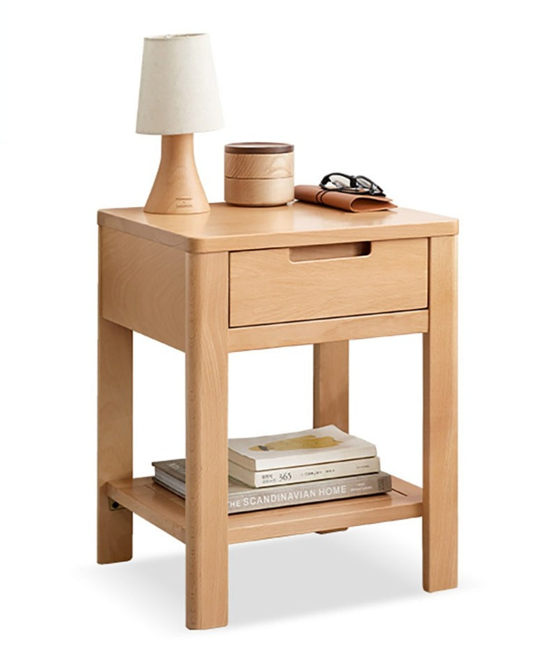 Oak, Beech Solid Wood, Solid RubberWood Nightstand.