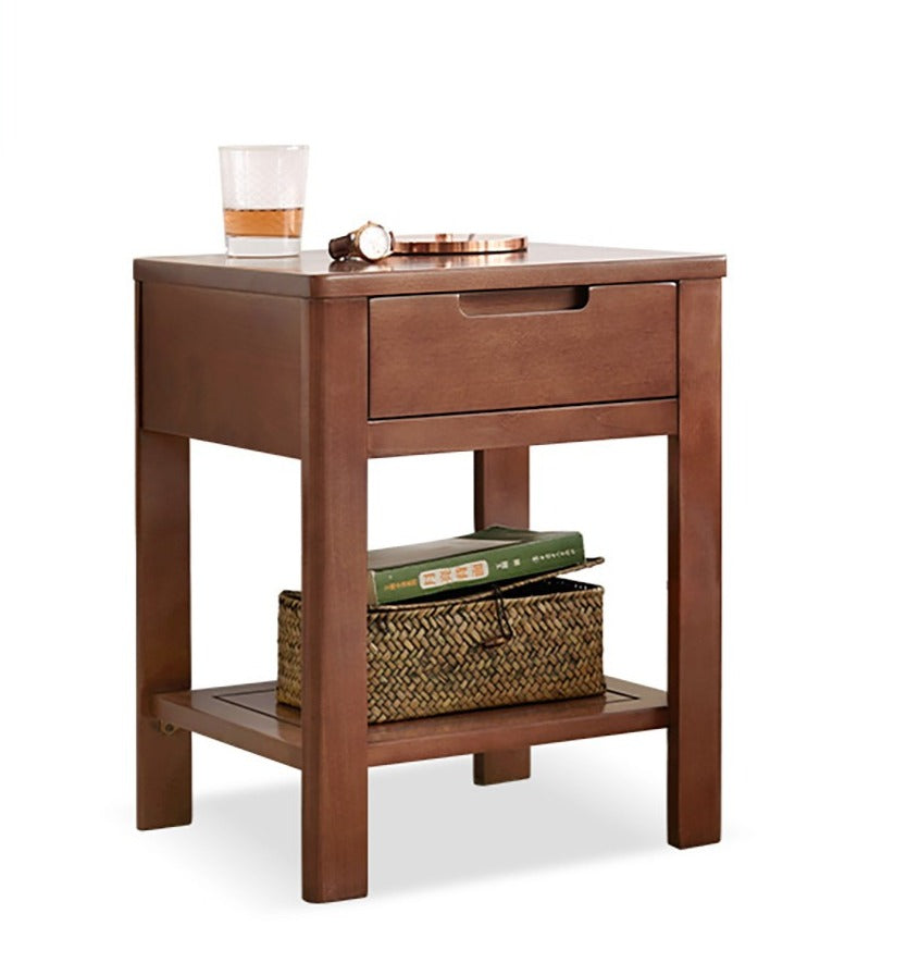 Oak, Beech Solid Wood, Solid RubberWood Nightstand.
