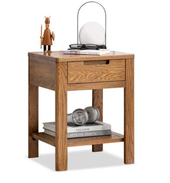 Oak, Beech Solid Wood, Solid RubberWood Nightstand.