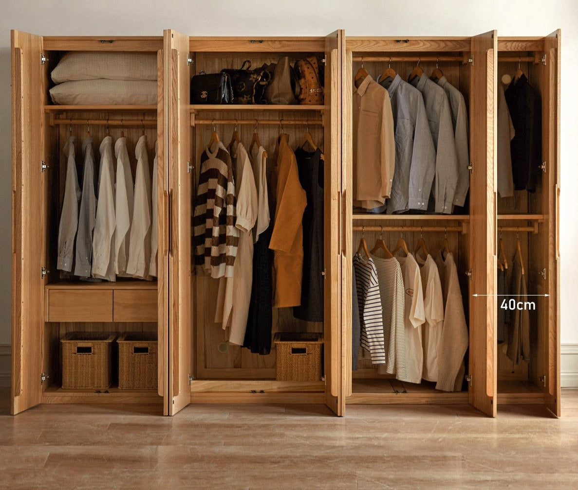 Oak Solid Wood Nordic Wardrobe.