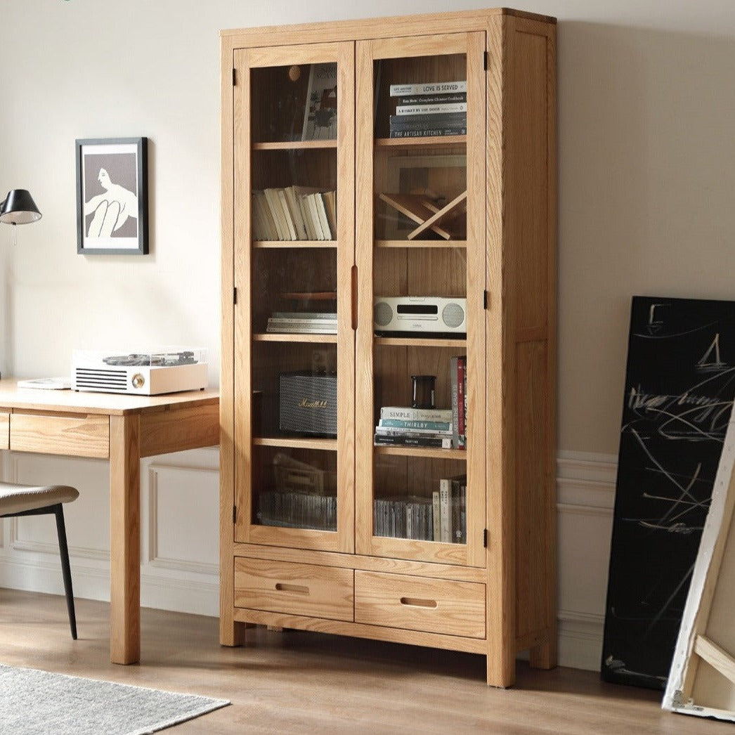 Oak, Rubber Solid Wood Bookcase Pure