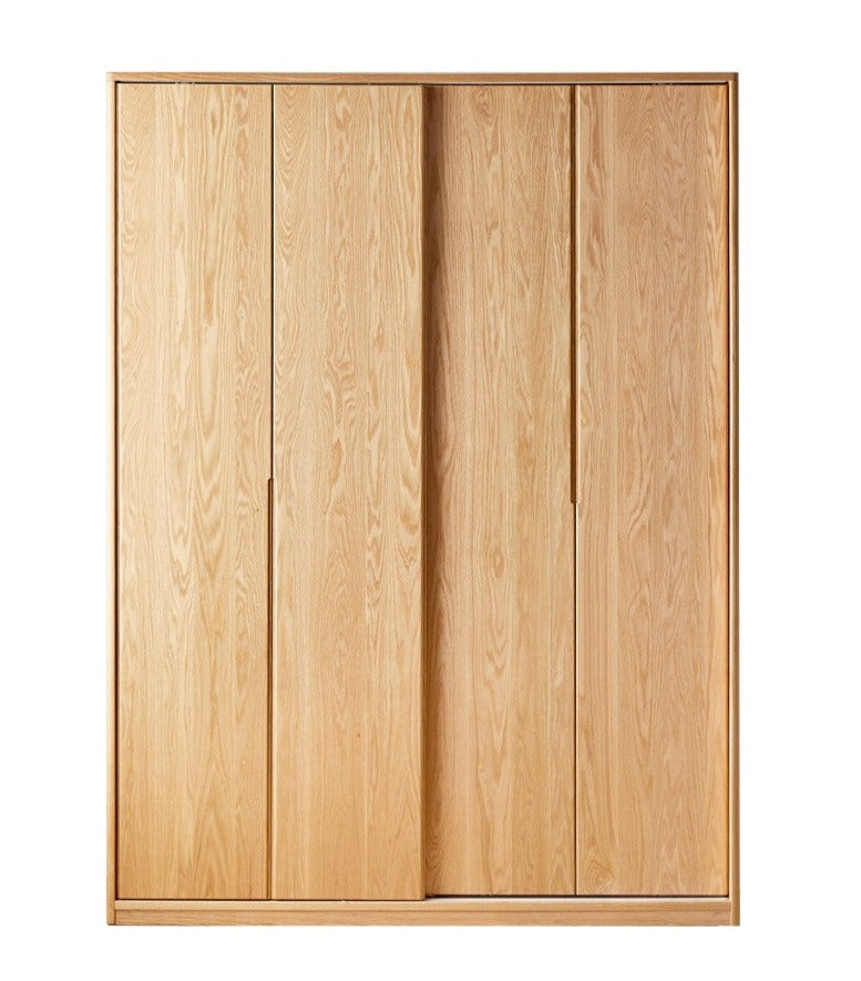 Oak Solid Wood Wardrobe Sliding Door-
