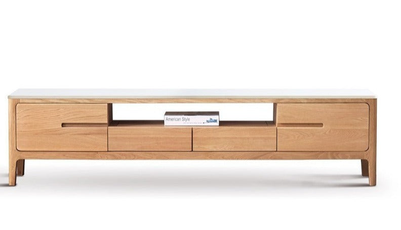 TV stand slate top Oak solid wood"