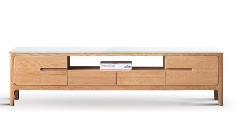 TV stand slate top Oak solid wood"