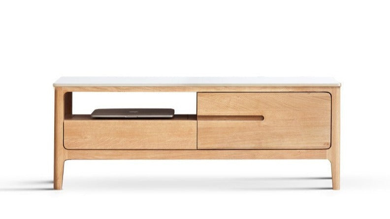 TV stand slate top Oak solid wood"