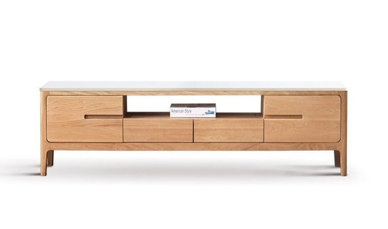 TV stand slate top Oak solid wood"