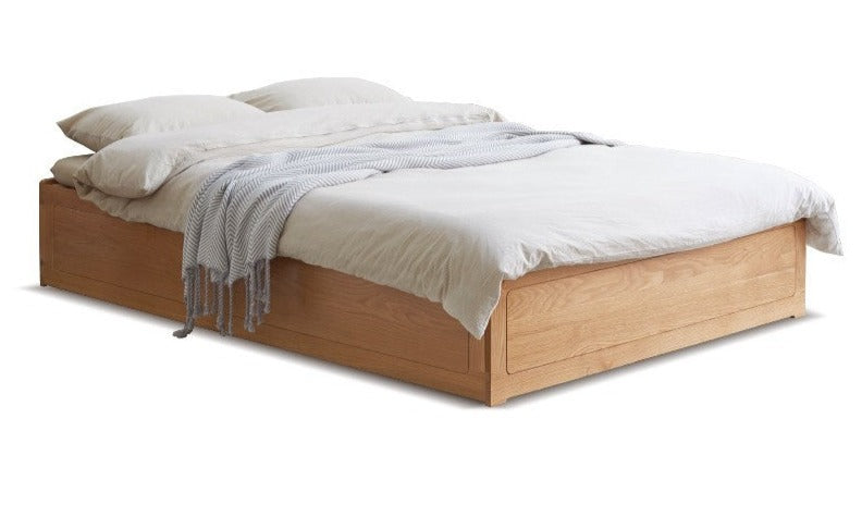 Oak solid wood platform bed, headboard-free Box bed