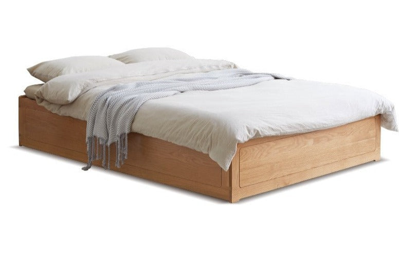 Oak solid wood platform bed, headboard-free Box bed