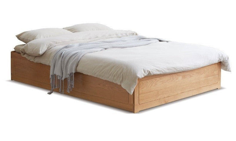 Oak solid wood platform bed, headboard-free Box bed