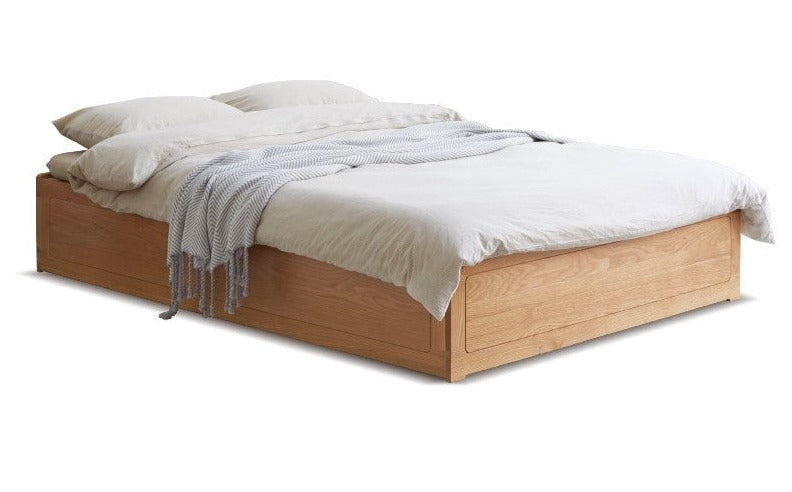 Oak solid wood platform bed, headboard-free Box bed