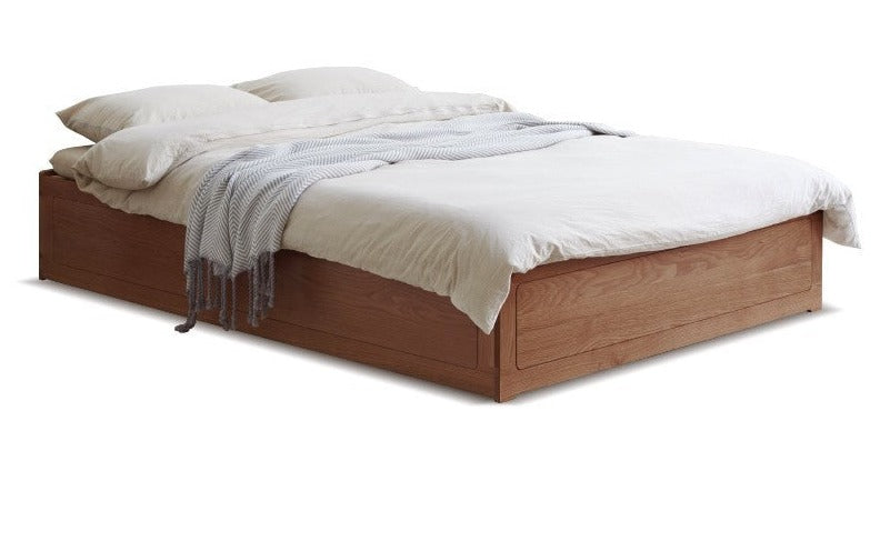 Oak solid wood platform bed, headboard-free Box bed