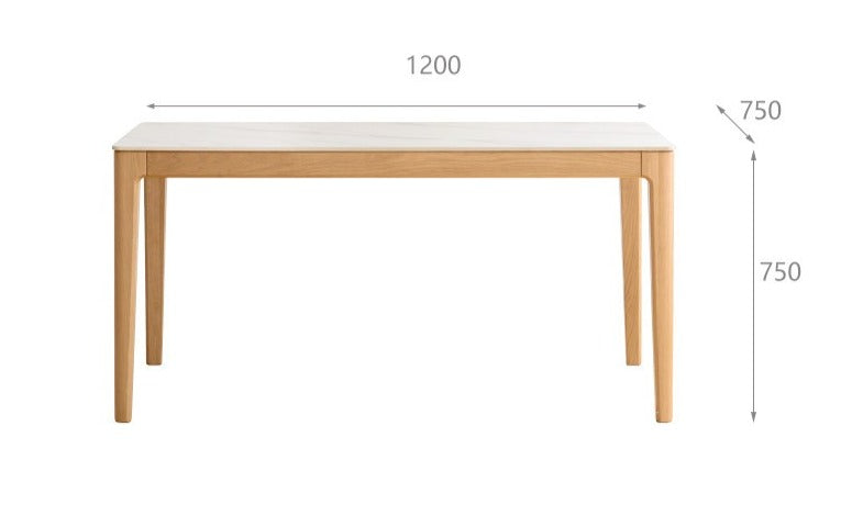 Oak, Ash Solid Wood Dining Table With Rock Slab Surface