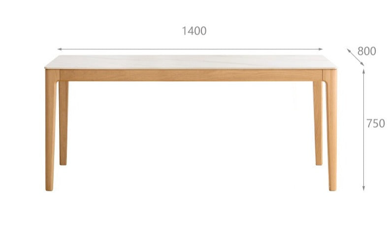 Oak, Ash Solid Wood Dining Table With Rock Slab Surface