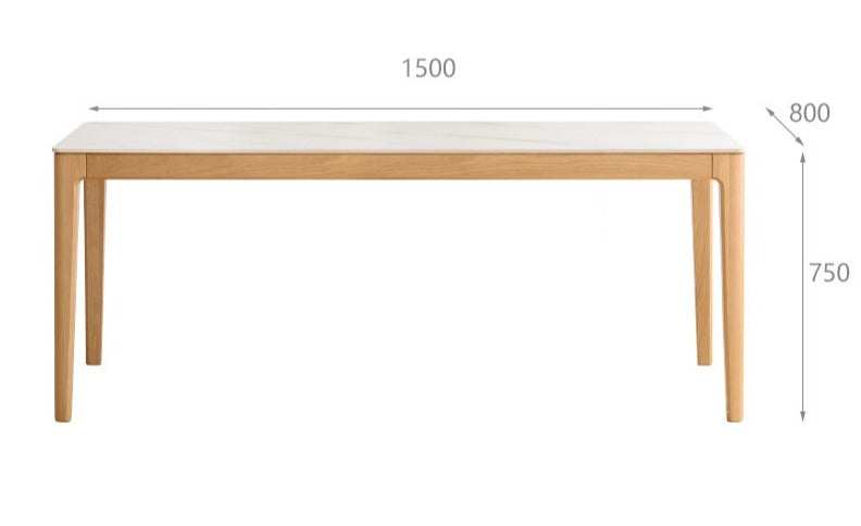 Oak, Ash Solid Wood Dining Table With Rock Slab Surface