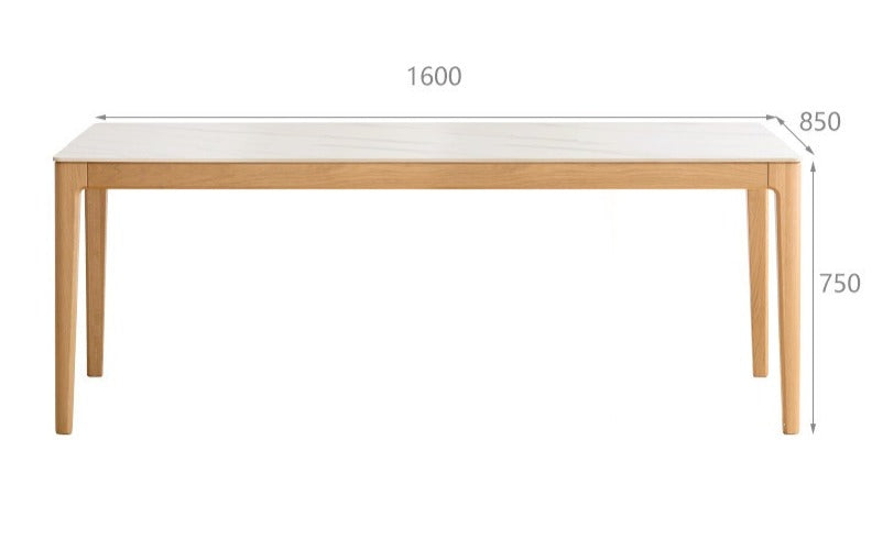 Oak, Ash Solid Wood Dining Table With Rock Slab Surface