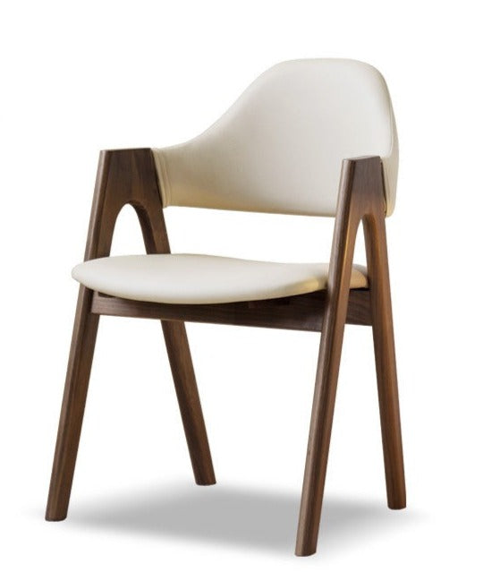 Armchair organic leather, Black Walnut solid wood+