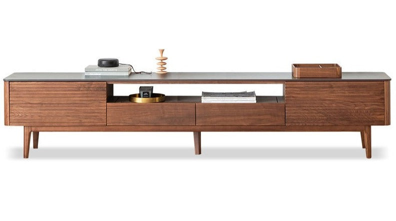 Black Walnut Solid Wood Slate TV Stand.