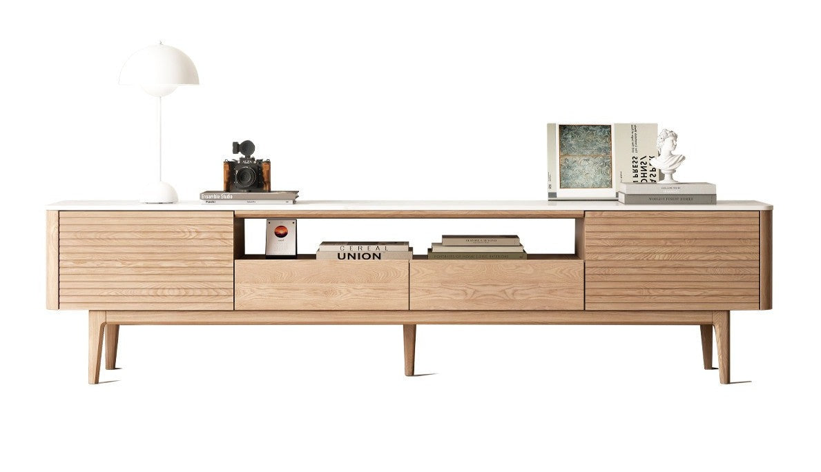Black Walnut Solid Wood Slate TV Stand.