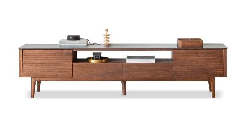 Black Walnut solid wood slate TV stand"+