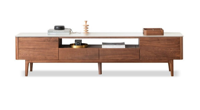 Black Walnut solid wood slate TV stand"+