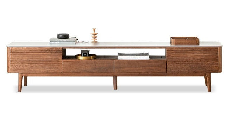 Black Walnut solid wood slate TV stand"+