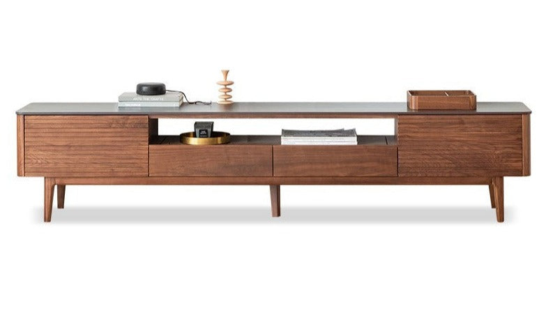 Black Walnut solid wood slate TV stand"+
