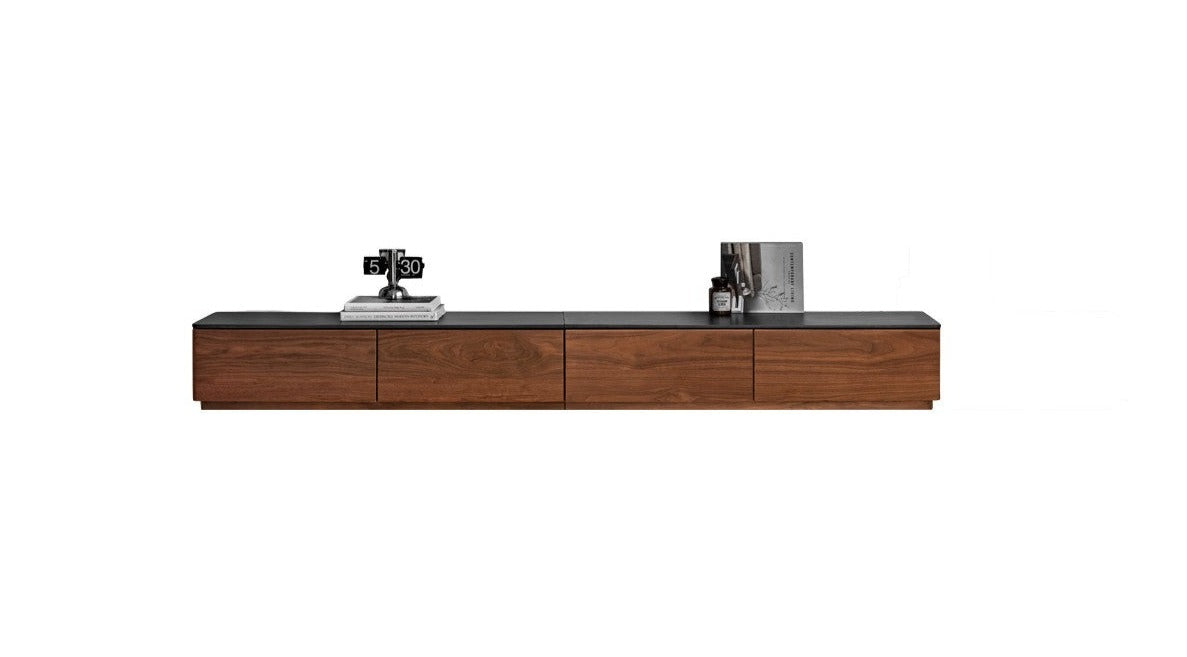 TV stand rock slab Black Walnut solid wood"