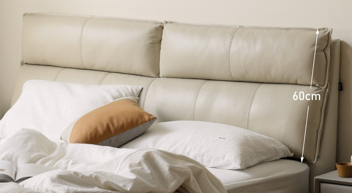 Cow Leather Bed ,Technology Cloth Wood Bed