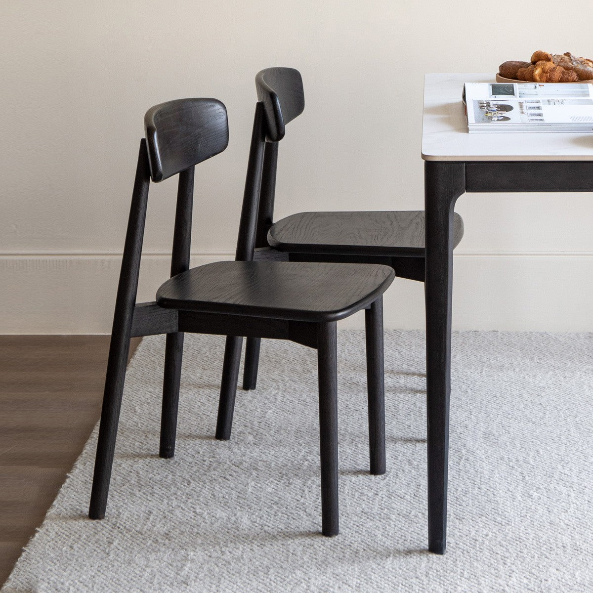4 Pcs Oak Solid Wood, Solid Rubberwood Black Chair