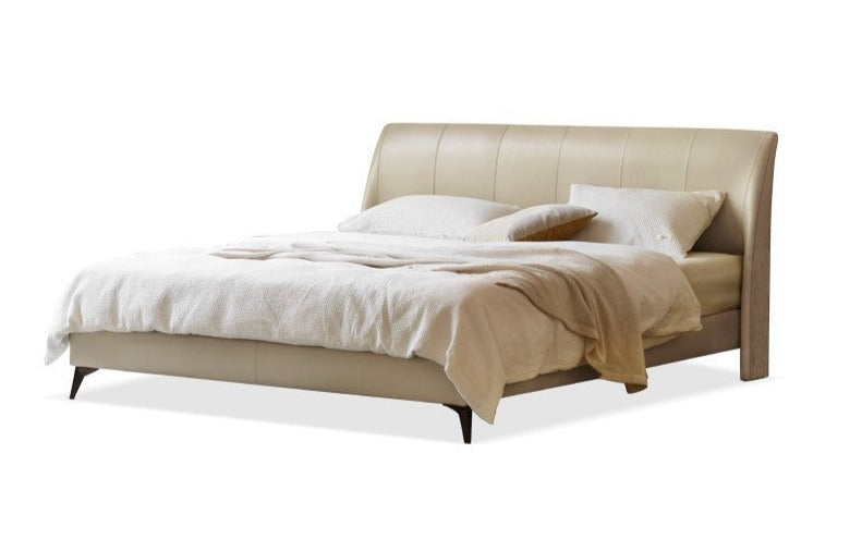 Yellow Cowhide Luxe Wood Bed